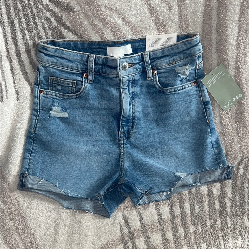 H&M Distressed Blue Jean Shorts